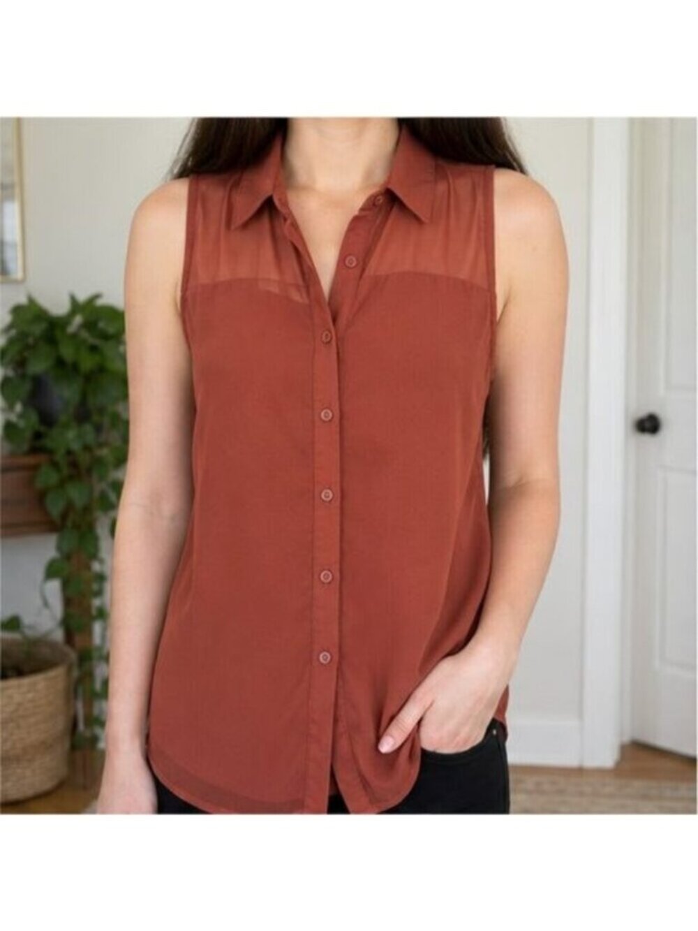Rust Ruffle Blouse - Picture 2 of 5